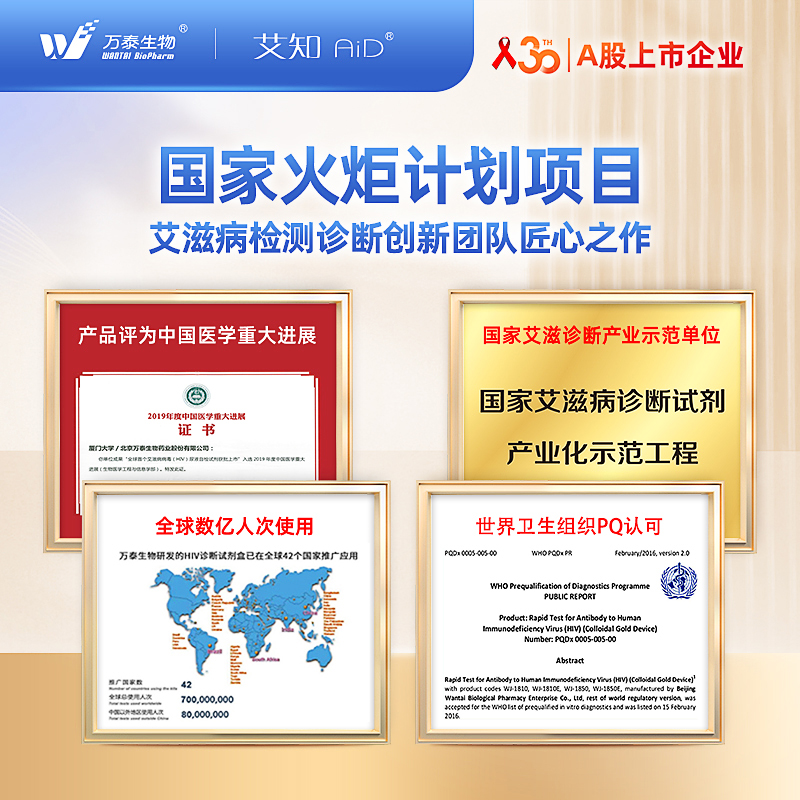 万泰HIV尿液检测试剂盒无痛无创不扎针自检试纸